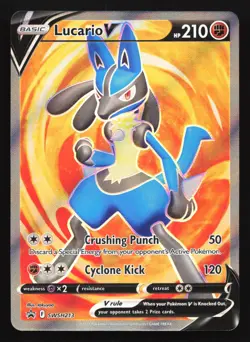 Pokemon Lucario V SWSH213 Sword & Shield Full Art Holo Black Star Promo LP - Image 1