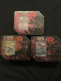 Pokemon TCG Sealed Destined Rivals Team Rocket Tin Set of 3 Brand New -- Sealed - Image 1