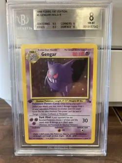 1999 Pokemon Fossil 1st Edition #5 Gengar Holo R BGS 8 NM-MT Beckett PSA 9 - Image 1