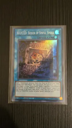 Wanted: Seeker of Sinful Spoils RA03-EN074 Super Rare 1st Edition NM Condition - Image 2