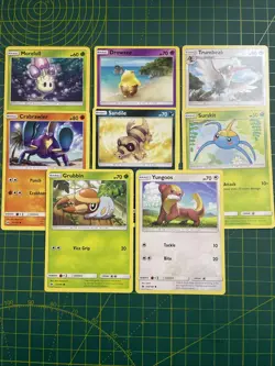 Pokemon TCG 8 Card Bundle Sun And Moon Base Set Common/uncommon Near Mint - Image 1