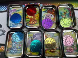 Prismatic Evolutions Empty Mini Tin Complete Set Of 8 Tin + Card + Coin NO PACKS - Image 2
