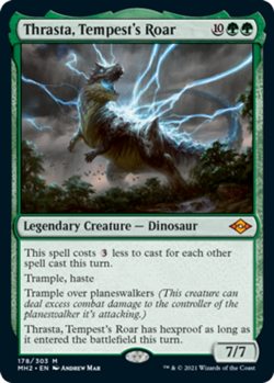 Light Play, English MTG Regular Thrasta, Tempest's Roar Modern Horizons 2 Magic - Image 1