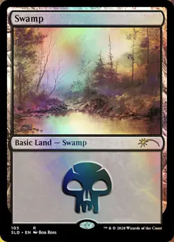 NM-Mint, English MTG Foil Swamp (105) - Foil - Happy Little Gathering Secret Lai - Image 1