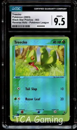 CGC 9.5 MINT+ Treecko 003 REVERSE HOLO Black Star League PROMO Pokemon Card - Image 1