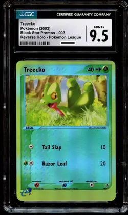 CGC 9.5 MINT+ Treecko 003 REVERSE HOLO Black Star League PROMO Pokemon Card - Image 2
