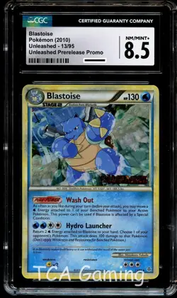 CGC 8.5 NM-MINT+ Blastoise 13/95 HOLO Unleashed PreRelease PROMO Pokemon Card - Image 1