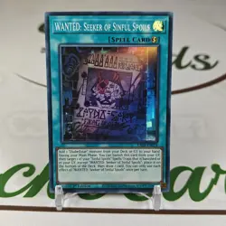 WANTED: Seeker Of Sinful Spoils RA03-EN074 Super Rare 1st Ed Yugioh Card NM - Image 1
