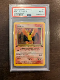 1999 Pokemon Fossil 1st Edition Moltres Holo Rare Card 12/62 - PSA 6 - Image 1