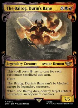 1x The Balrog, Durin's Bane - Foil - Showcase Scrolls Near Mint MTG Magic - Kid - Image 1