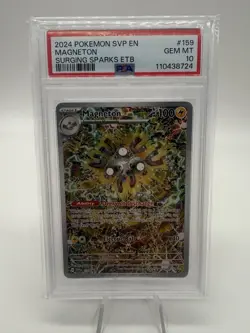 2024 Pokemon SVP EN-SV Surging Sparks ETB Black Star Promo #159 Magneton PSA 10 - Image 1
