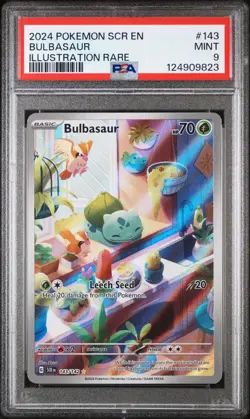 2024 POKEMON SCR EN-STELLAR CROWN ILLUSTRATION RARE #143 BULBASAUR PSA 9 - Image 1