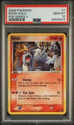 2006 Pokemon Entei POP Series 2 Holo #1 PSA 10 GEM MINT RARE - Image 1