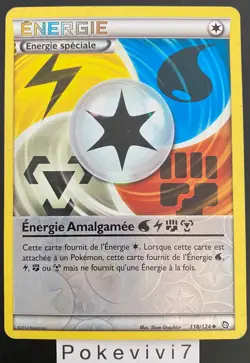 Carte Pokemon ENERGIE AMALGAMEE 118/124 REVERSE Noir et Blanc N&B FR OCCASION - Image 1