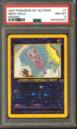 Pokemon Southern Islands Promo Reverse Holo Foil Mew 1/18 PSA 8 - Image 1