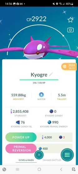 Pokemon Go Legendary Shiny Kyogre - Image 1