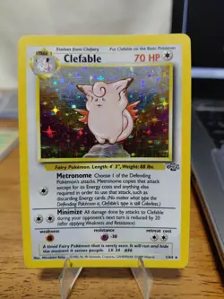 Pokemon TCG Clefable Holo Unlimited Rare Card Jungle Base Set 1/64 Lp Condition - Image 1