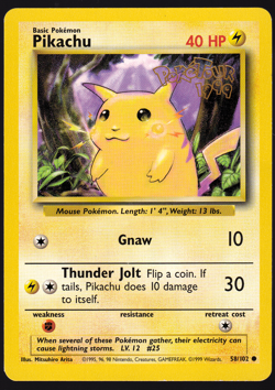 Pikachu PokeTour Promo Aus Exclusive 58/102 Base Set 1999 Pokemon TCG Card MP - Image 1