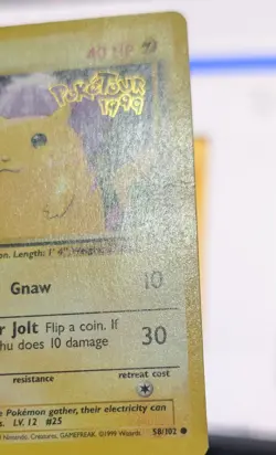 Pikachu PokeTour Promo Aus Exclusive 58/102 Base Set 1999 Pokemon TCG Card MP - Image 3