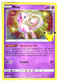Mew - Pokemon- 011/025 Celebrations Rare Holo Card MINT - Image 1
