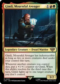 NM Foil Gimli, Mournful Avenger, Lord of the Rings, Magic the Gathering, 209 - Image 1