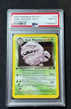 Pokemon Dark Weezing 14/82 Team Rocket 1st Edition Holo Rare PSA 8 NM-MT! - Image 1