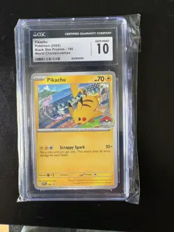 Pikachu 190 World Championships CGC 10 - 2024 Pokemon SV Promos- GRADED 10 MINT - Image 1