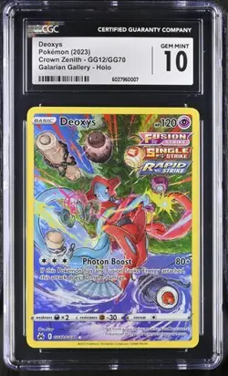 CGC Gem Mint 10 Deoxys GG12/GG70 Pokemon Crown Zenith Galarian Gallery - Image 3