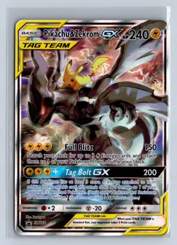 2019 Pokemon Sun & Moon Black Star Promo Pikachu & Zekrom GX #SM168 LP - Image 1