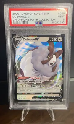 2020 Pokemon SWSH BSP Champion's Path Collection #049 Dubwool V PSA 9 - Image 1