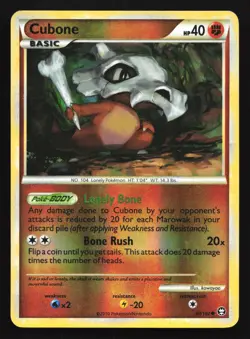 Pokemon Cubone 60/102 HGSS Triumphant Reverse Holo Common MP - Image 1