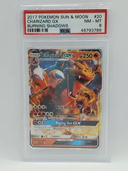 2017 Pokemon Sun & Moon Burning Shadows 20/147 CHARIZARD GX PSA NM MINT 8 - Image 1