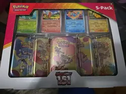 Pokemon Scarlet & Violet - 151 (5-Pack) Mini Tins w/ 4 Promos Costco - Image 1
