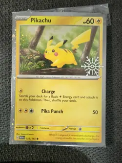 PIKACHU - 025/165 - HOLIDAY CALENDAR - COMMON - POKEMON CARD - STAMPED - Image 1