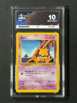 ACE 10 Abra 43/102 Pokemon Card Base Set Regular WOTC Common GEM MINT - Image 1