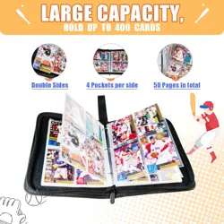Card Binder 400 Pockets, Trading Card Binder with Sleeves, Baseball Card Binder, - Image 2