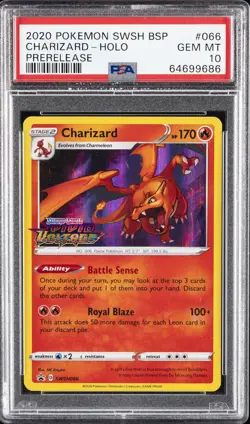 2020 POKEMON SWSH BLACK STAR PROMO | PRERELEASE #066 CHARIZARD-HOLO | PSA 10 - Image 1