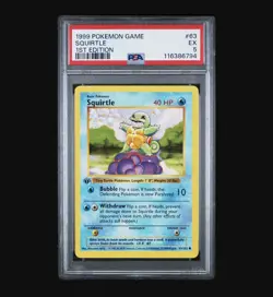 1999 Pokemon Game Squirtle 1st Edition Card PSA 5 #63 - Image 1