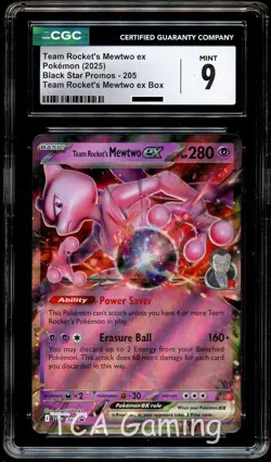 CGC 9 MINT Team Rocket's Mewtwo Ex 205 SVP HOLO PROMO SVP205 Pokemon Card - Image 1