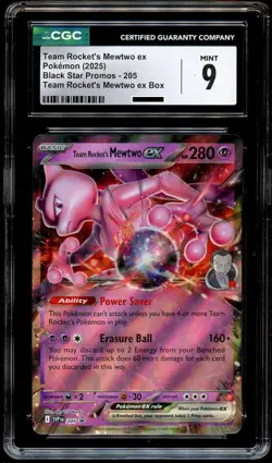 CGC 9 MINT Team Rocket's Mewtwo Ex 205 SVP HOLO PROMO SVP205 Pokemon Card - Image 2