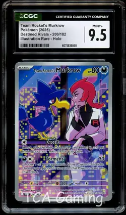 CGC 9.5 MINT+ Team Rocket's Murkrow 200/182 ILLUSTRATION RARE Pokemon Card 050 - Image 1