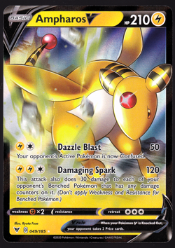 Ampharos V 049/185 Vivid Voltage Holo 2020 Pokemon TCG Card NM - Image 1