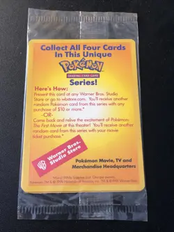 1999 Pokemon Warner Bros. The First Movie Promo Cello Sealed Pack Black Star - Image 1