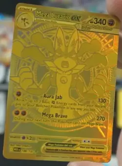 Pokemon M Mega Lucario EX Gold Ultra Secret Rare Holo 188/132 Mega Evolution - Image 4