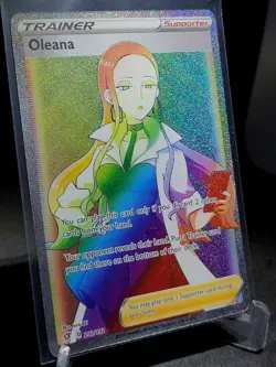 Pokemon Oleana Rebel Clash 202/192 Rainbow Full Art Secret Rare Trainer - Image 2