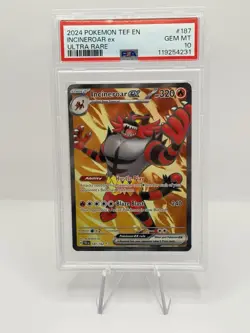 2024 POKEMON TEF EN-TEMPORAL FORCES ULTRA RARE #187 INCINEROAR EX PSA 10 - Image 1