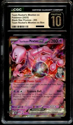 CGC 10 PRISTINE Team Rocket's Mewtwo Ex 205 SVP HOLO PROMO SVP205 Pokemon Card - Image 2