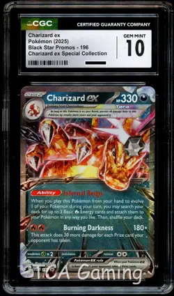 CGC 10 GEM MINT Charizard Ex 196 SVP Promo SVP196 HOLO Pokemon Card - Image 1