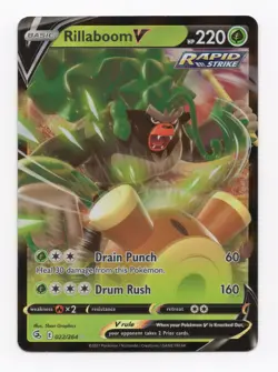 Rillaboom V 022/264 Fusion Strike NM Ultra Rare Pokemon Card NM - Image 1