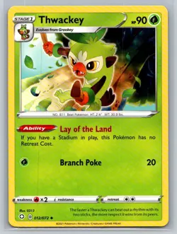 Thwackey #012/072 Shining Fates Uncommon - Pokemon Cards G10 - Image 1